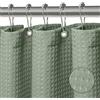 KAIMEIYU Tenda Doccia in Poliestere Waffle Tenda da Bagno in Tessuto Lavabile in Lavatrice con 12 Metallo Anelli Impermeabile 180X200CM Verde