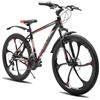HH HILAND HILAND Mountain Bike 26", Ruote a 3 Raggi, 18 Velocità, MTB per Adulti Uomo e Donna, Telaio in Alluminio, Freni a Disco Doppi, Bicicletta da Montagna, Nero e Rosso