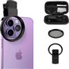VYIBPDY 1 Pezzi 52mm Clip-on Filtro Polarizzatore Circolare per Cellulari Telecamera, con Panno di Pulizia e Custodia, Telefono Filtro CPL Compatibilie con iPhone 15 Pro Max 14 13 12 11