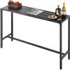 VEVOR Tavolo Alto da Bar per Esterni 140 x 37,5 cm, Tavolino da Pranzo Rettangolare Piano Impermeabile, Struttura in Metallo, Tavolo da Giardino Cortile Terrazza, Bordo Piscina, Soggiorno
