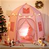 Besrey Tenda per Bambini con Luci - Tenda Gioco per Bambini a Castello per Principesse, Ampio Spazio Interno, Struttura Stabile - Ideale per Tenda Bambini Cameretta e Interni (Rosa)