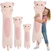 Kekeso Lungo Peluche Gatto - Cuscino Morbido Gatto per Bambini & Adulti, Kawaii Cuscino a Corpo di Gatto, Regalo Carino per Amanti dei Gatti (Rosa, Occhi rotondi, 110cm/43.31inch)