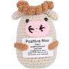 TOYMIS Mini Pupazzetto di Mucca All'uncinetto Positiva, Giocattolo di Supporto Emozionante Regalo Ispirazionale e Motivazionale per Donne Uomini Colleghi Amici e Adolescenti