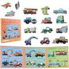 ASTARON Puzzle magnetico con 60pcs adesivi riutilizzabili per i bambini, 41 pezzi puzzle Toddler educazione prescolare apprendimento viaggio giocattoli auto attività aereo