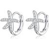 SLUYNZ Orecchini a cerchio in argento Sterling 925, con stella marina, per donna e spiaggia, SMALL, Argento sterling, Zirconia cubica