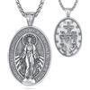 EUDORA Harmony Ball Collana Vergine Maria Medaglia Miracolosa per Donne Uomini Argento Sterling S925, Medaglia della Beata Madre Vergine Madre Maria Virgencita Ciondolo Gioielli Cristiani Regalo, 24