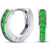 Bling Jewelry Orecchini a cerchio piccoli con canali di zirconia cubica verde per le donne, smeraldo simulato .925 Sterling Silver