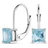 Bling Jewelry Orecchini A Leva In Argento Sterling .925 Con Solitario Azzurro Acqua Taglio Principessa Classico Con Zirconi Cubici AAA Quadrati Per Sposa