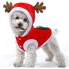 Zempertoopa Costumi natalizi per cani, costume da alce, abbigliamento per gatti natalizio, felpe con cappuccio per animali domestici, caldo mantello per cani per inverno e primavera, abbigliamento per cani, Rosso