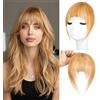 Ysdqs Hair Extension a clip in pony, 100% capelli veri da donna, frangia francese, extension in capelli sintetici, frangia con ferretto (Ash2 Blonde2)
