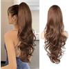 FLUFYMOOZ Ponytail - Extension a coda di cavallo, lunghezza 66 cm, con clip a coda di cavallo, capelli sintetici, per donne di colore marrone medio