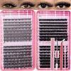 RITALASH Kit di ciuffetti di ciglia per principianti, kit di ciuffetti di ciglia finte Pestañas Postizas Naturales con Lash Bond&Seal, pinzette per ciglia, pennello RITALASH (640 pezzi 20D+40D+60D+80D, 9-16 mm