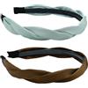 Guiguishiny 2 Pezzi Cerchietti per Capelli Donna Fasce per Capelli Moda Accessori per Capelli Antiscivolo Intrecciati Fasce per Capelli Eleganti Vintage 2 Colori (Marrone caffè + Blu lago, ONE SIZE)