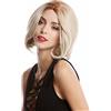 WIG ME UP - YZF-4360-24B/613B Parrucca Donna Bob lungo Bob Corta Altezza spalle Punte ricurve Mix biondo Riga in mezzo