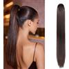 Cybelleza 55cm Coda di Cavallo Extension Capelli Sintetici Extension Coda Finta Capelli Lisci Posticci per Capelli Lunghi Ponytail Claw Parruchino per Donna, Marrone scuro/Rosso marrone
