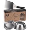 Norzn Brothers® Kit Smash Burger - Set con 1 Cupola con Finestra in Vetro, Schiaccia Hamburger per Piastra, Pressa Hamburger, Kit Hamburger, Acciaio Inox 304, Qualità Alimentare, Garanzia 10 Anni
