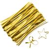 QUARKZMAN 800pz 4 Torsione Lacci Metallizzati per Panetteria Caramelle Oro | Torsione Lacci Riutilizzabili Rivestiti Plastica Torsione Lacci Sacchetti, per Caffè, Sacchetti Cibo