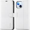 TUCCH Custodia per iPhone 15 5G, Cover Portafoglio [RFID Blocking] Custodia Pelle Sintetica TPU Antiurto, Supporto Slot Schede Protezione Integrale per iPhone 15 (6,1 pollici, 2023) - Bianco