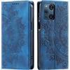 CASEONJAN Cover per Oppo Find X3 / Oppo Find X3 Pro, Pelle PU Custodia a portafoglio con scomparti per Slot Schede, Antiurto Flip Caso Cover per Oppo Find X3 / Find X3 Pro (Vintage Blu)