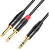 Tisino Cavo Jack Splitter a Y 6.35mm TRS Stereo a Doppio 6.35mm TS Mono Send e Return Insert Cavo Patch Cord Per Altoparlanti, Mixer Audio - 1M
