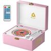 KLIM RETRO CD PLAYER - Lettore CD Portatile con Altoparlanti, Ricevitore Bluetooth, AUX, USB, Batteria Ricaricabile, Design Retrò, Stereo Compatto per Casa e Musica - Rosa