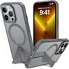 nicekool Cover con cavalletto per IPhone 13 Pro, Grigio | Compatibile con MagSafe, Custodia Traslucida Opaca Antigraffio con Supporto Antiurto Protettiva Case, 3 Modalità di Supporto
