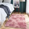 Aspire Homeware Tappeti per soggiorno piccolo 50 cm x 80 cm - Tappeti a pelo lungo Tie-Dye rosa lilla per camera da letto antiscivolo - Tappeti in peluche super morbidi moderni per soggiorno