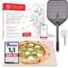 Pizza Lover Set di pietre per pizza premium per forno e barbecue - 4 in 1 - con pala perforata (anodizzata dura) + pietra per pizza fino a 800 °C in cordierite (con rotella per pizza)