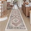 DEXI Passatoia Corridoio 60 x 150 cm, Tappeto Cucina Antiscivolo Lavabile, Tappetino Morbido Vintage di Pelo Corto - Assorbente per Porta, Ingresso Interno e Lavanderia, Beige