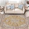 HiChiclife Tappeto persiano giallo 120 x 170 cm - Tappeto vintage orientale per soggiorno - Tappeto morbido stampato Boho con retro antiscivolo
