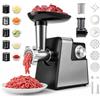 Tnamdan Tritacarne elettrico, insaccatrice per salsicce, inossidabile 2800 W max e tritatutto per verdure, 3 piastre di macinatura, taglierina per verdure con 5 lame affettatrici e kit Kubbe