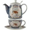 London Pottery Set di teiera, teiera e servizio per uno, in porcellana fine, con motivo animalier, tazza e piattino (volpe)