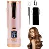 LIROPAU Ferro arricciacapelli automatico portatile senza fili | Rotante in ceramica, 6 livelli di temperatura, Ricarica USB da 5200 mAh, Per grandi ricci piccoli (rosa)