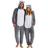 Joyincoser Onesie Husky e Coniglio da Donna Pigiama Intero con Cappuccio Costume Animale per Adulti Jumpsuit Sleepwear Ideale per Halloween Carnevale Fasching (IT, Testo, S, Regular, Regular, Bunny)