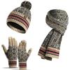 BrightGlow Set di cappelli invernali, sciarpa e guanti a maglia, sciarpa, berretto, guanti touchscreen, set invernale 3 in 1, set regalo per uomo e donna, Beige #1, Taglia unica