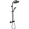 Cornat TecBE3422 - Sistema doccia completo Noir Style, con miscelatore termostatico, doccetta con 5 tipi di getto: normale, morbido e massaggio, anticalcare