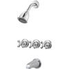 Pfister LG01-8CBC - Rubinetto per vasca da bagno e doccia a 3 maniglie, con maniglie a croce in metallo, 1,8 gpm, cromato lucido