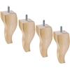 Margot Royal Louis XV - Set di 4 Piedi di Rete, Legno, Vernice Naturale, 5,5 x 5,5 x 18 cm