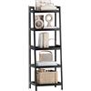 SMIBUY Libreria a scala in bambù, organizer per rack da bagno, espositore per piante autoportante a 4 e 5 livelli Scaffali salvaspazio per camera da letto, cucina (Nero, 5 livelli (127cm H))