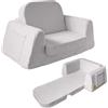 BanaSuper Poltrona Letto Bambini 2-in-1, Divano per Bambini con Tasca in Stoffa, Divano Convertibile e Lettino Pieghevole, Tessuto Sherpa Morbido, Copertura Lavabile, Grigio