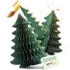 MJhomely® Set di 3 alberi di Natale di carta, colore verde, pieghevole, elegante decorazione natalizia scandinava, a nido d'ape