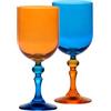KROSNO - Bicchieri colorati per vino rosso e bianco, mocktail e acqua - 2 x 300 ml - Collezione Bubble - Arancione-Blu - Cristallo senza piombo - Dipinti a mano