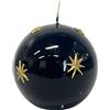 Cereria Di Giorgio - Candela Sfera Decorata con Stelle Oro in Cera - Colore Blu Notte - Diametro 8 cm - Idea Regalo Natale