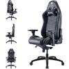 Com4Gaming Argon 2023-Onyx - Sedia da gaming, in pelle PU, traspirante, 165-195 cm, colore: Onice nero