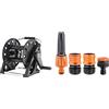 Claber 8887 Aquapony Carrello Avvolgitubo, Nero & 51359 Set Lance Diritte con Raccordi, 1/2 Pollici, Nero/Arancione