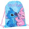 Disney Zaino con coulisse Disney Stitch e Angel per ragazze, kit in poliestere, borsa da palestra per bambini, zaino scuola Lilo & Stitch blu/rosa, taglia unica, zaino con coulisse