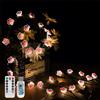 Generic Ghirlanda di luci a forma di fiore di ciliegio, 4 m, 40 LED, alimentazione USB, con telecomando, luci rosa per interni ed esterni, per camera da letto, matrimonio, giardino, decorazione per feste
