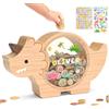 Summidate Salvadanaio in Legno a Forma di Dinosauro per Bambini Maschi, Simpatico Salvadanaio in Legno Dino per Bambini Piccoli, Barattolo Creativo per Risparmiare Monete, Regalo Personalizzato per