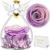 Sunia Rosa Eterna Regalo Donna, Rosa Stabilizzata con Figurine Angelo Regalo Mamma, Angelo Custode Regalo Donna Compleanno, Regali per Lei, Regalo Nonna Natale San Valentino Festa della Mamma