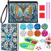 Enbagold Diamond Painting Kit Completo, Pittura Diamante Borsa e Taccuino A5, Diamond Painting Bambina, Regalo Bambina 6 7 8 9 10 Anni, Giochi Bambina 6-12 Anni Femmina -Farfalla Blu + Piuma Pavone